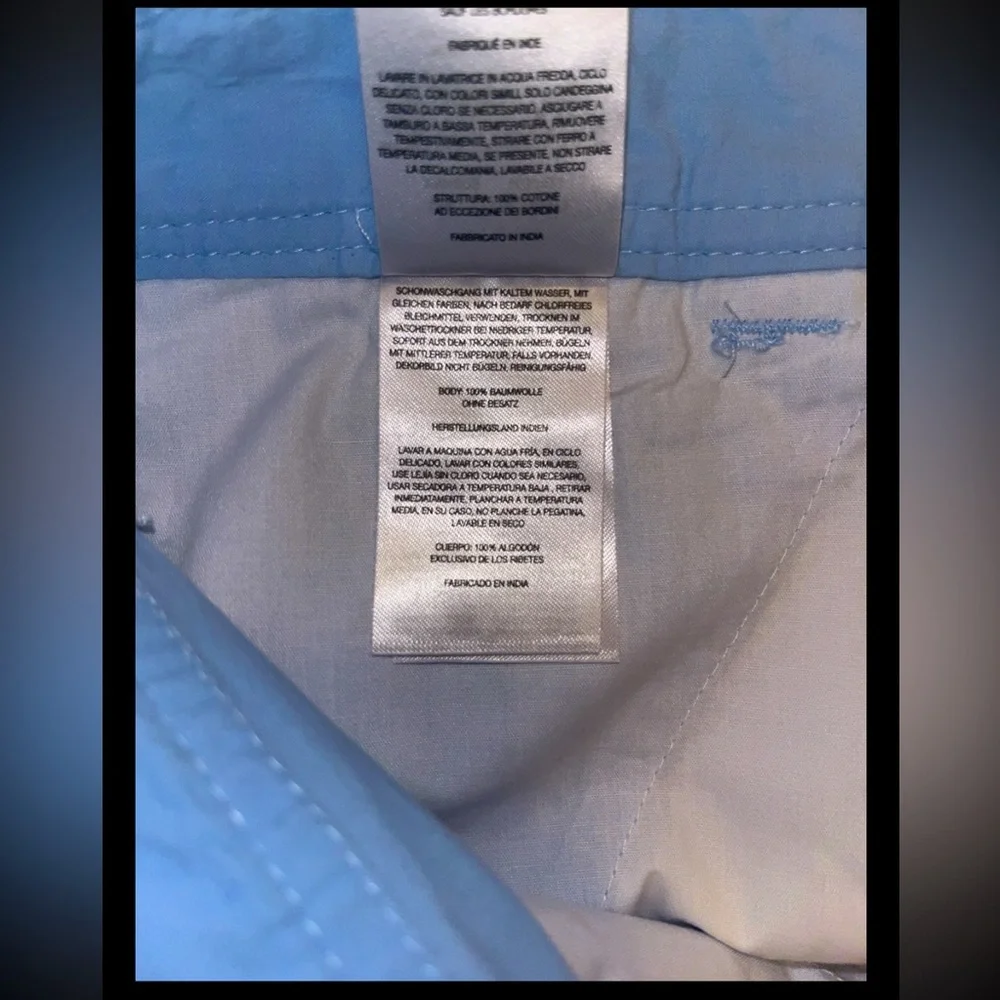 Columbia Men's Chino Shorts Button Zip Blue Waist 36W 8Long  Slash Pockets 36W